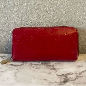 LOUIS VUITTON Cherry Red Zippy Compact wallet Mono Signature
